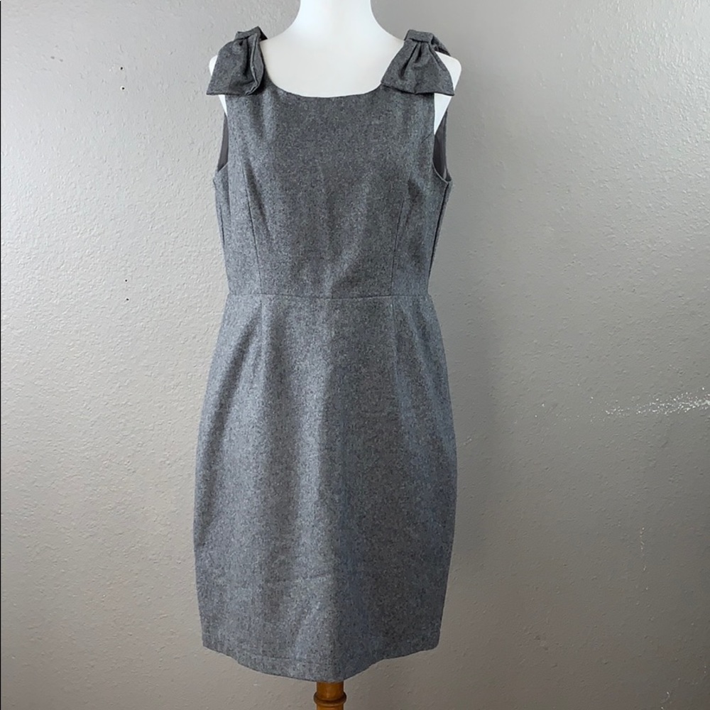 Monteau gray sleeveless bow shoulder detail sheath dress